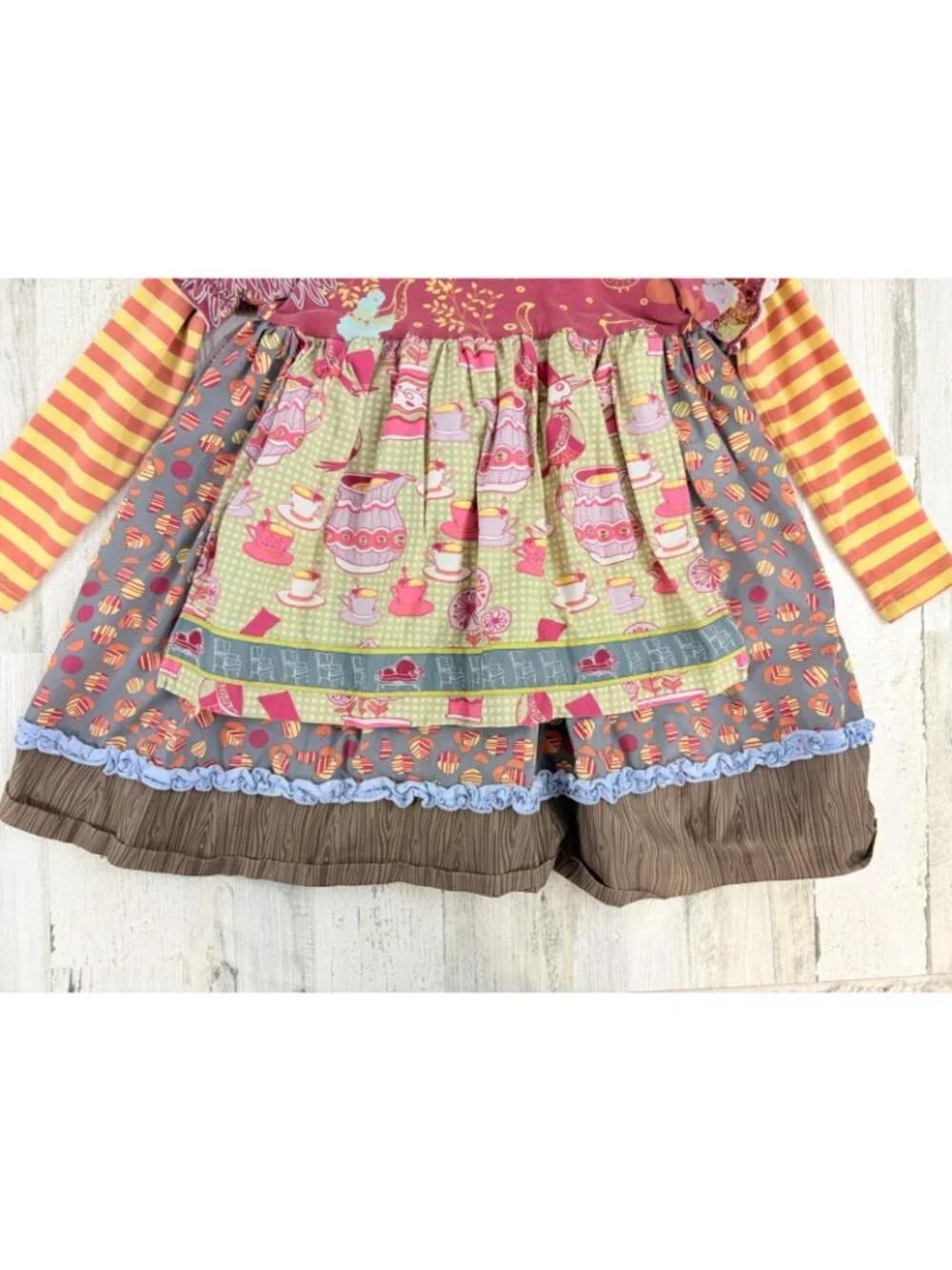 Matilda Jane Character Counts Pixie Knot Hood Apron Dress Maggie Tea Size 8